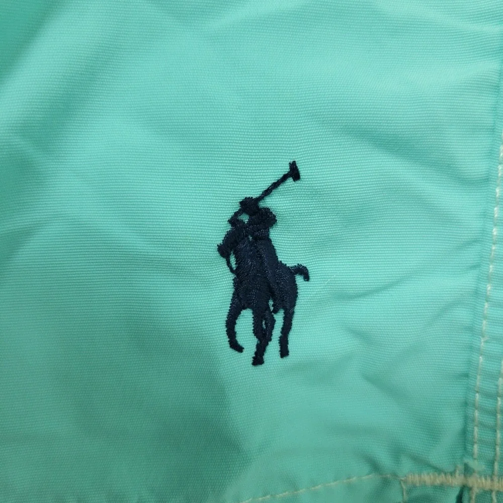 Polo Ralph Lauren Mens Medium Solid‎ Aqua Lined Swimsuit Board Shorts Drawstring
